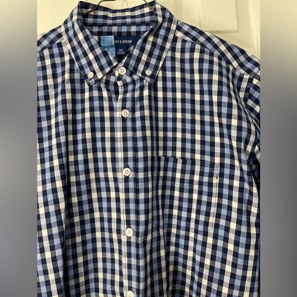 Bowery & Broome Blue Plaid Preppy Men’s Button Front Shirt size Medium - Picture 2 of 5